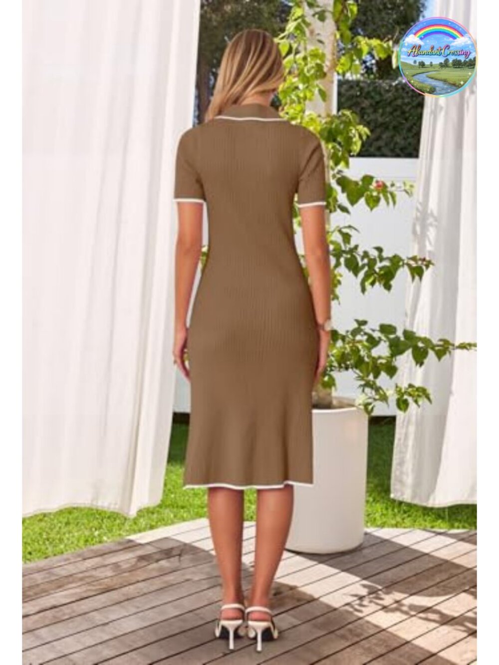 Ribbed Knit V-Neck Bodycon Midi Dress S-XXL